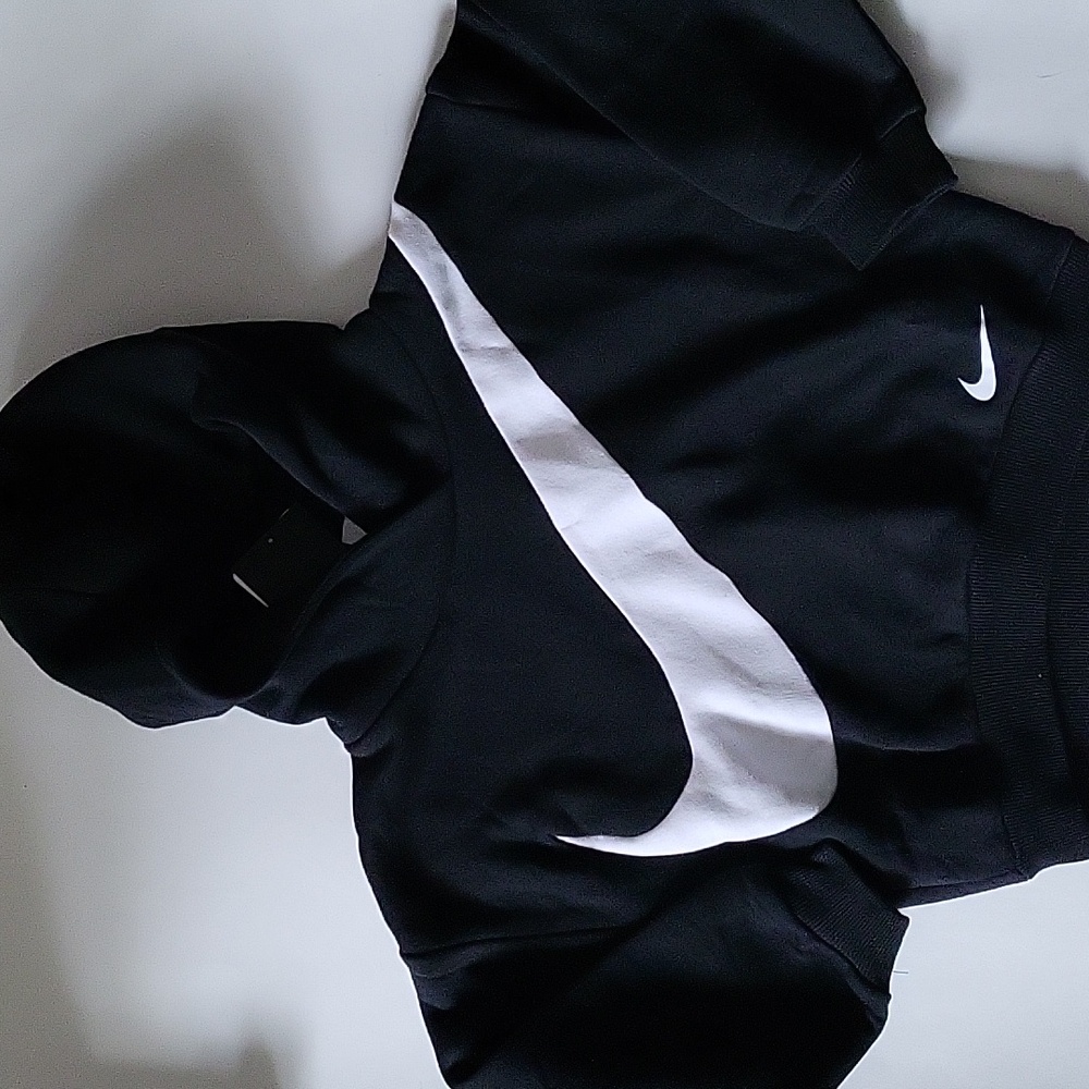 Nike boys fleece hoodie pullover Swoosh logo Size 2T 5 Black